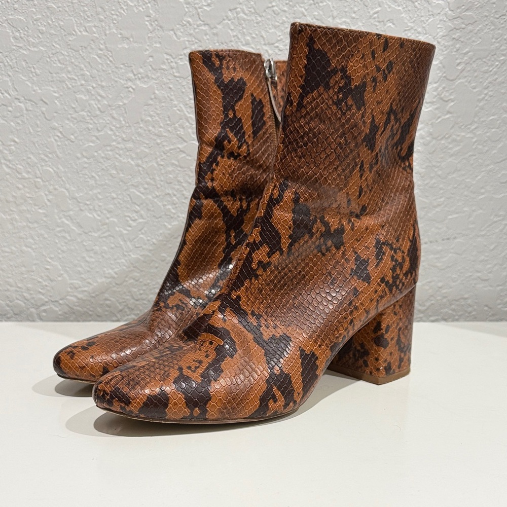 Urban Outfitters Brown Snakeskin Ankle Boots